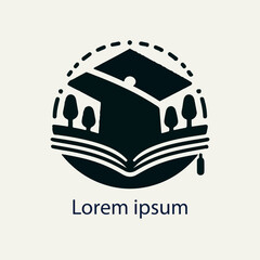 Modern education logo with book icon