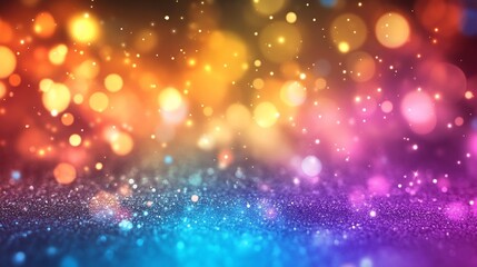 Vibrant Colorful Glittering Bokeh Background with Shimmering Gradient Effect for Festive