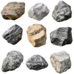 Obraz premium Realistic 3D Collection of Big Rock Stones