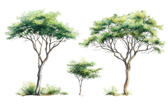 Lush green trees on transparency background nature illustration white space vibrant environment artistic viewpoint