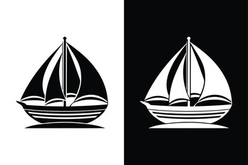 Sailboat Logo Symbol. Sleek Silhouette Vector Illustration