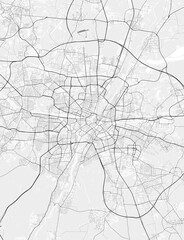 Map of Munich, Germany. Perfect for posters, printing, wallpaper, and home decor. Maps with monochrome and black and white styles, suitable for those who want to customize