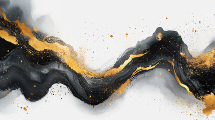 Abstract watercolor illustration with luxurious gold splashes
