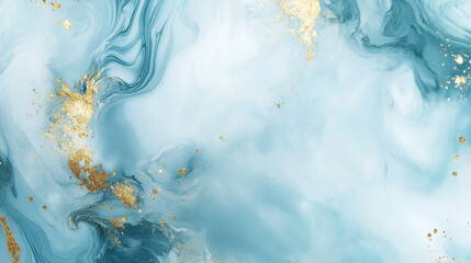 Beautiful abstract light blue marble texture with gold