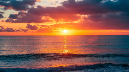 Fototapeta premium A stunning sunset over the ocean.