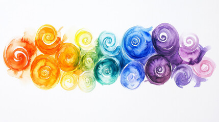 Colorful watercolor spirals create vibrant and dynamic abstract design