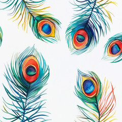 Obraz premium Colorful watercolor peacock feathers create vibrant and artistic display