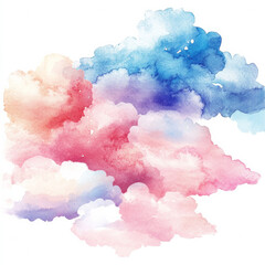 Dreamy watercolor clouds in soft pastels create serene atmosphere
