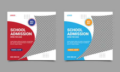 School admission social media post banner design.