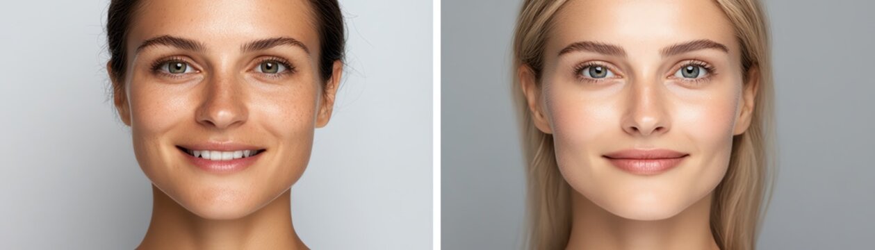 Bold contouring emphasizing sharp cheekbones and jawlines