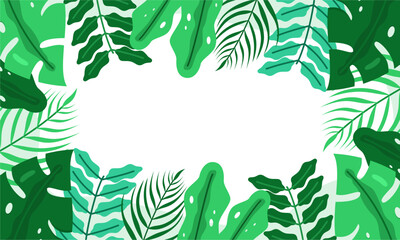nature background with tropical leaf border