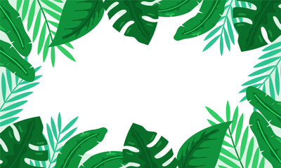 nature background with tropical leaf border