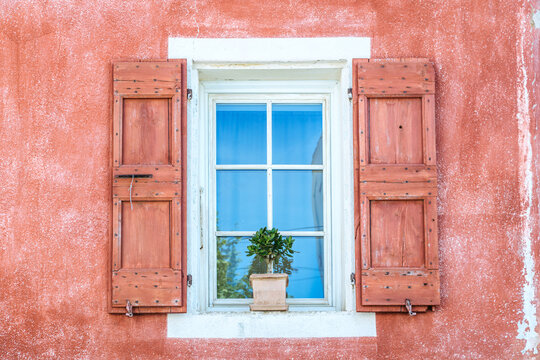 Typical colorful window in an old french town, Provence, France