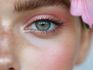 Obraz premium Floralinspired makeup with petal details and soft gradients