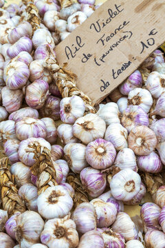 Garlic for sale at local market, Provence, France