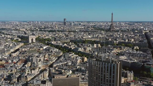 PARIS, FRANCE - OCTOBER 3, 2024: Breathtaking aerial view of iconic landmarks and urban landscape showcasing the elegance of Paris