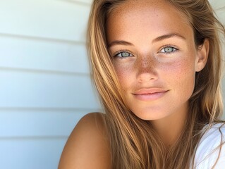 Natural makeup look highlighting freckles and sunkissed skin