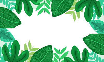 nature background with tropical leaf border