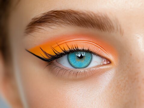Retro 80sinspired makeup with bright colors and bold eyeliner
