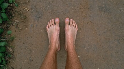 Bare Feet on Dry Cracked Earth  Drought  Climate Change
