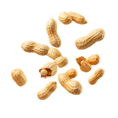 Nutritious peanuts falling on transparency background white surface high-quality food photography crisp environment close-up view