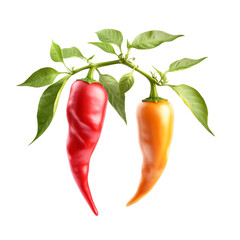 Vibrant chili peppers on a transparency background fresh produce food photography white close-up culinary concepts