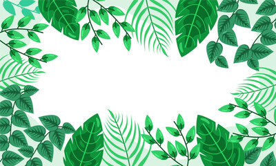 nature background with tropical leaf border