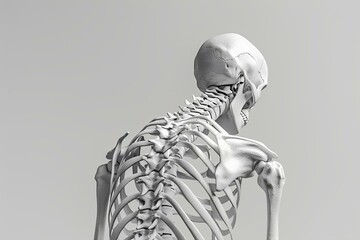 A black and white photo of a skeleton