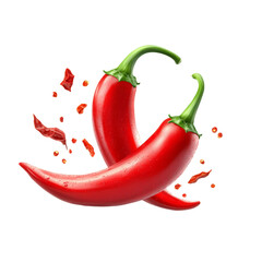 Vibrant red chili peppers in action culinary setting high-quality image transparency background cooking inspiration