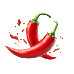 Vibrant red chili peppers in action culinary setting high-quality image transparency background cooking inspiration