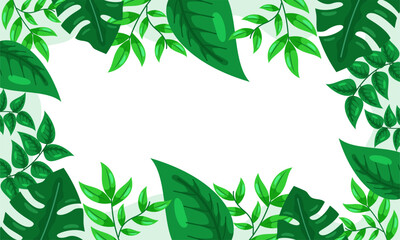 nature background with tropical leaf border