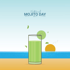 National Mojito Day creative ads design. National Mojito Day, july 11, vector 3d illustration
