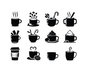 Obraz premium Hot Cocoa Silhouette Collection Vector Template