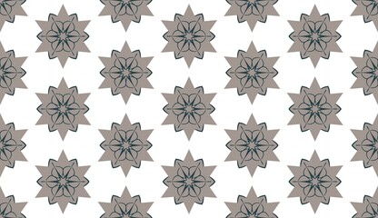 Seamless Neutral Star Motif Geometric Pattern.
