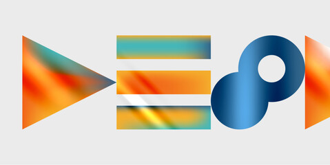 Fototapeta premium Simple shapes - circles, triangles, rectangles abstract background. Vector Illustration For Wallpaper, Banner, Background, Card, Book Illustration, landing page