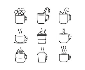 Fototapeta premium Hot Outline Cocoa Mug Silhouette Vector