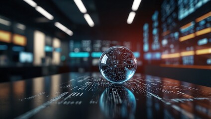 Glass Sphere Displays Circuitry In Futuristic Setting