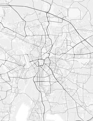 Map of Leipzig, Germany. Perfect for posters, printing, wallpaper, and home decor. Maps with monochrome and black and white styles, suitable for those who want to customize
