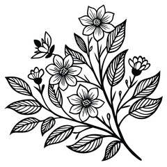 Decorative branch illustration leaves line art