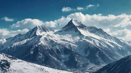 Obraz premium Majestic White Snowy Mountain Landscape with Blue Sky.