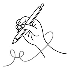 line art hand writing continuous line art drawing hand with pen line art