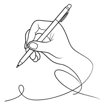 recommend clip art: line art hand writing continuous line art drawing hand with pen line art