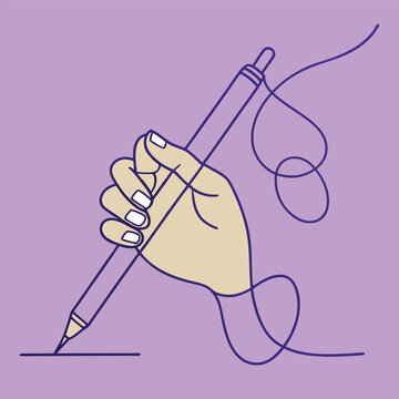 recommend clip art: line art hand writing continuous line art drawing hand with pen line art