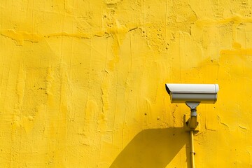 Security camera on the yellow wall