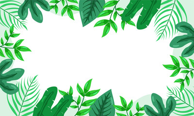 nature background with tropical leaf border