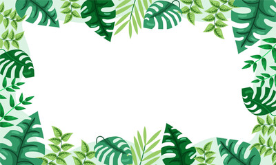 nature background with tropical leaf border