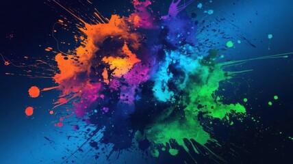 Vibrant Color Explosion Splashes on Dark Background