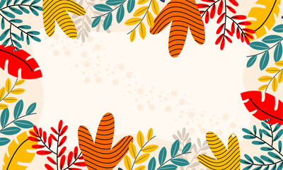 Flat abstract floral leaves background