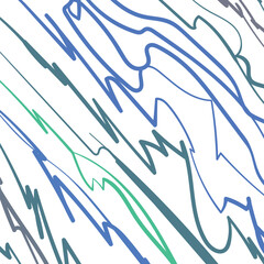 The blue stripes are winding and vary in thickness and are arranged diagonally.