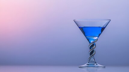 Blue Cocktail  Martini Glass  Twisted Stem  Drink  Beverage  Purple Background